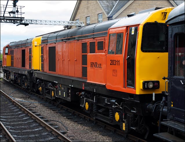  HNRail class 20311 and class 20314 at Wansford station in May 2013