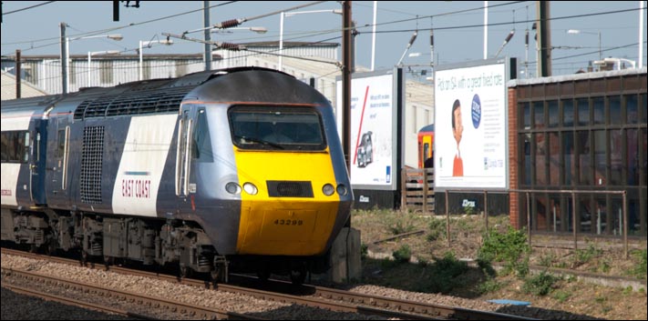 East Coast HST 43299 on the up fast on the 29th of March 2012 East Coast HST 43299 on the up fast on the 29th of March 2012
