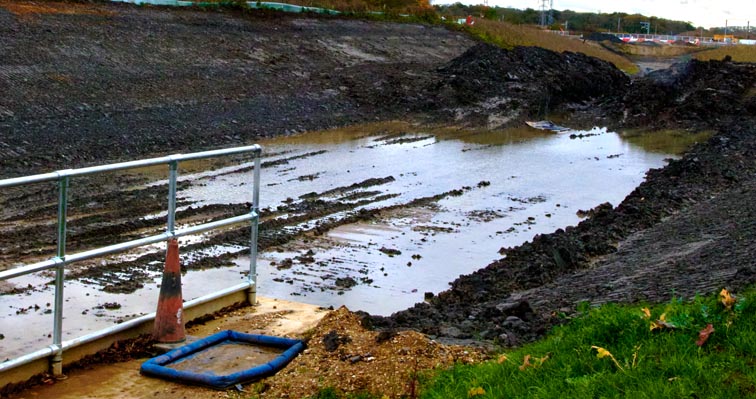 water and mud were the tracks will be