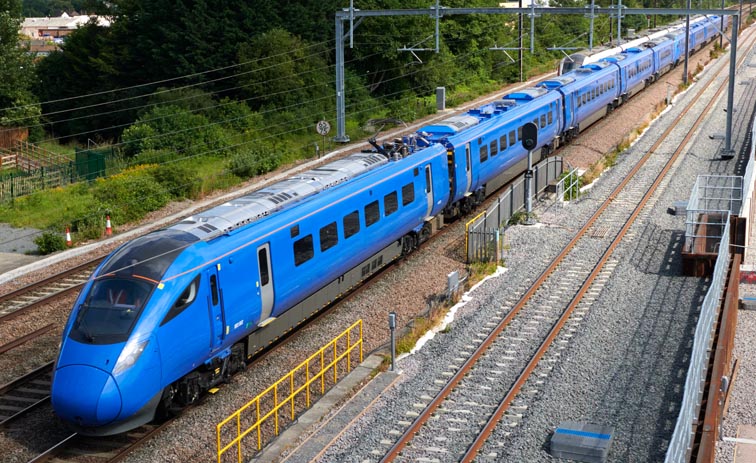 class 803002 on test on the 14th July  2021 in blue with no logos