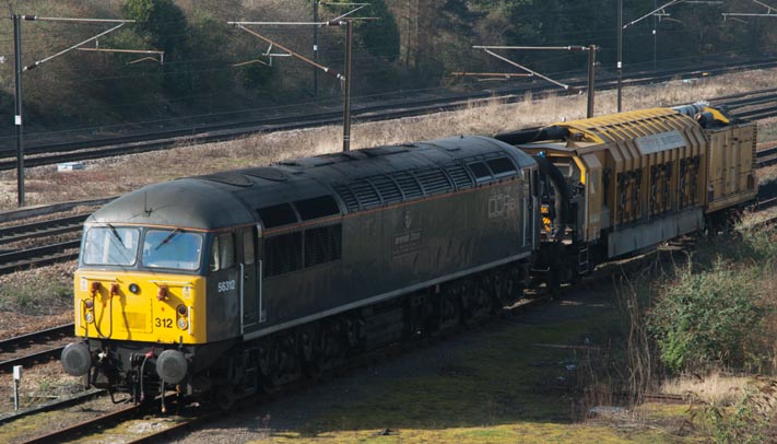 DC class 56 312 Jermiah Dixson in Westwood Yard 